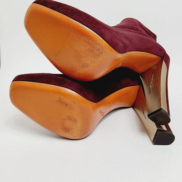 Brian Atwood Edeline Platform Suede Stretch Burgundy Ankle Boots 11 US 42.5 - Picture 12 of 14